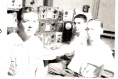 (L) Jim Arrington K4EWE SK with 2 unknown Magnavox engineers